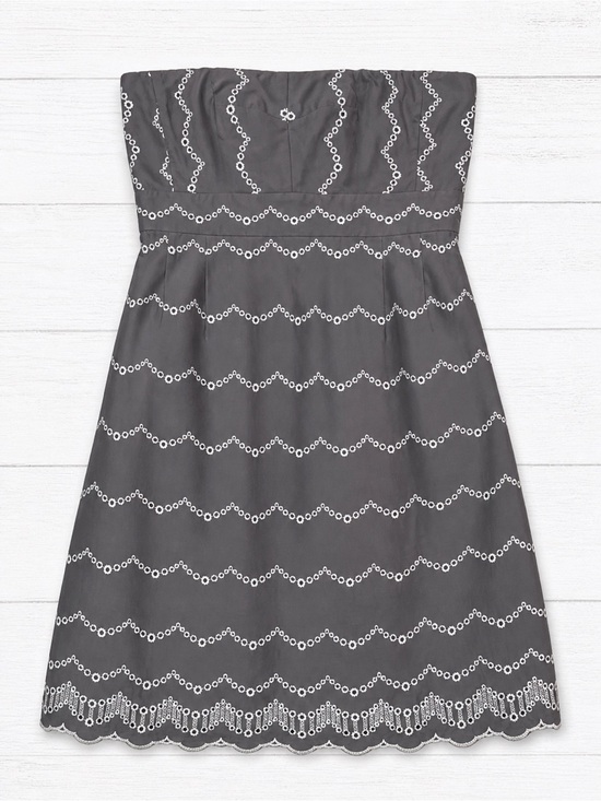 J. Crew Dresses & Skirts - J.Crew Strapless Eyelet Dress Size 6 Gray White Cottagecore Preppy Summer